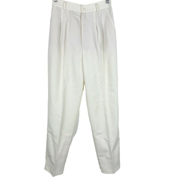 Vintage Pants Joan Walters Petite 26" Waist Ivory Yellow Pleated Front Tapered - Picture 1 of 4